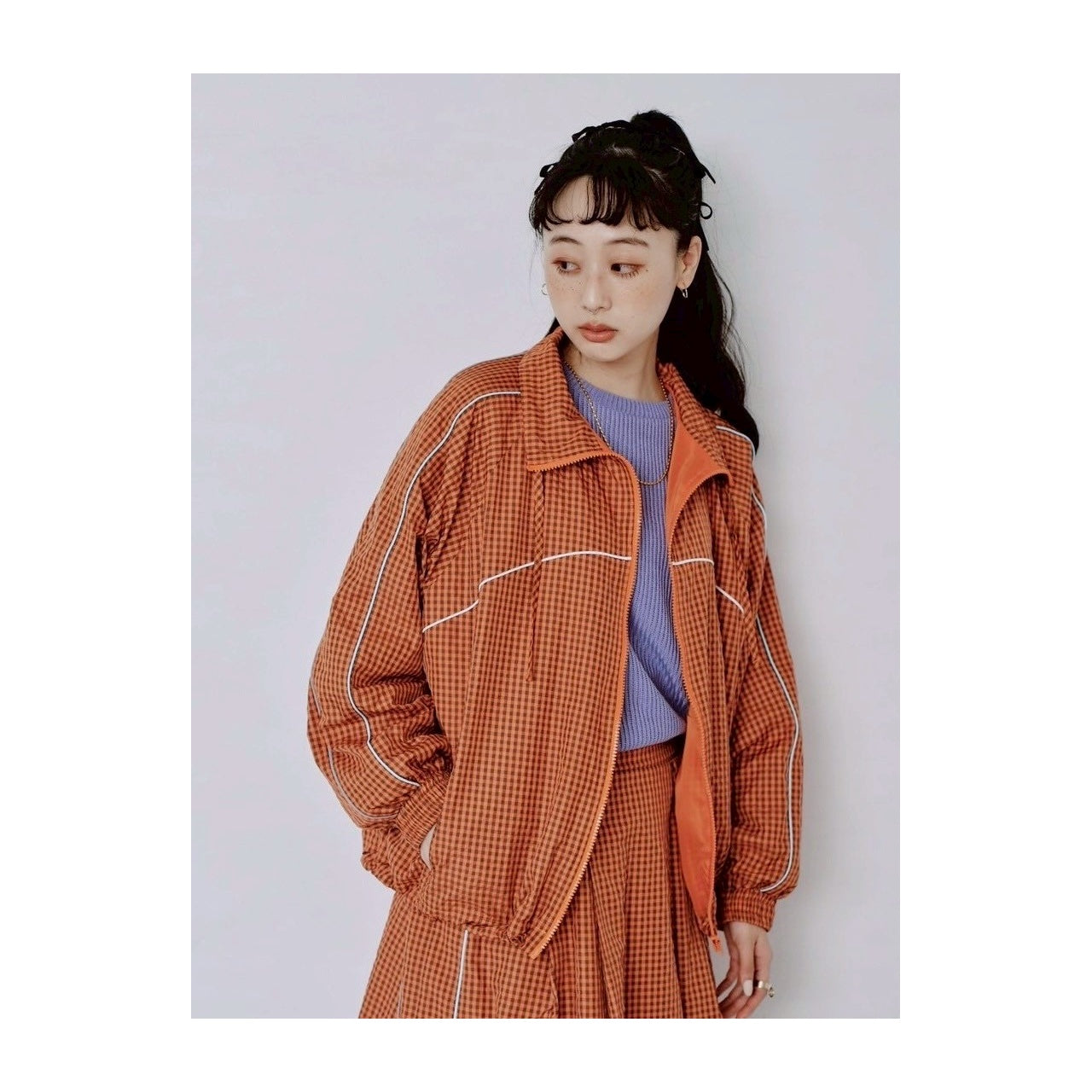 【PRE-ORDER】GINGHAM PANEL TRACK JACKET