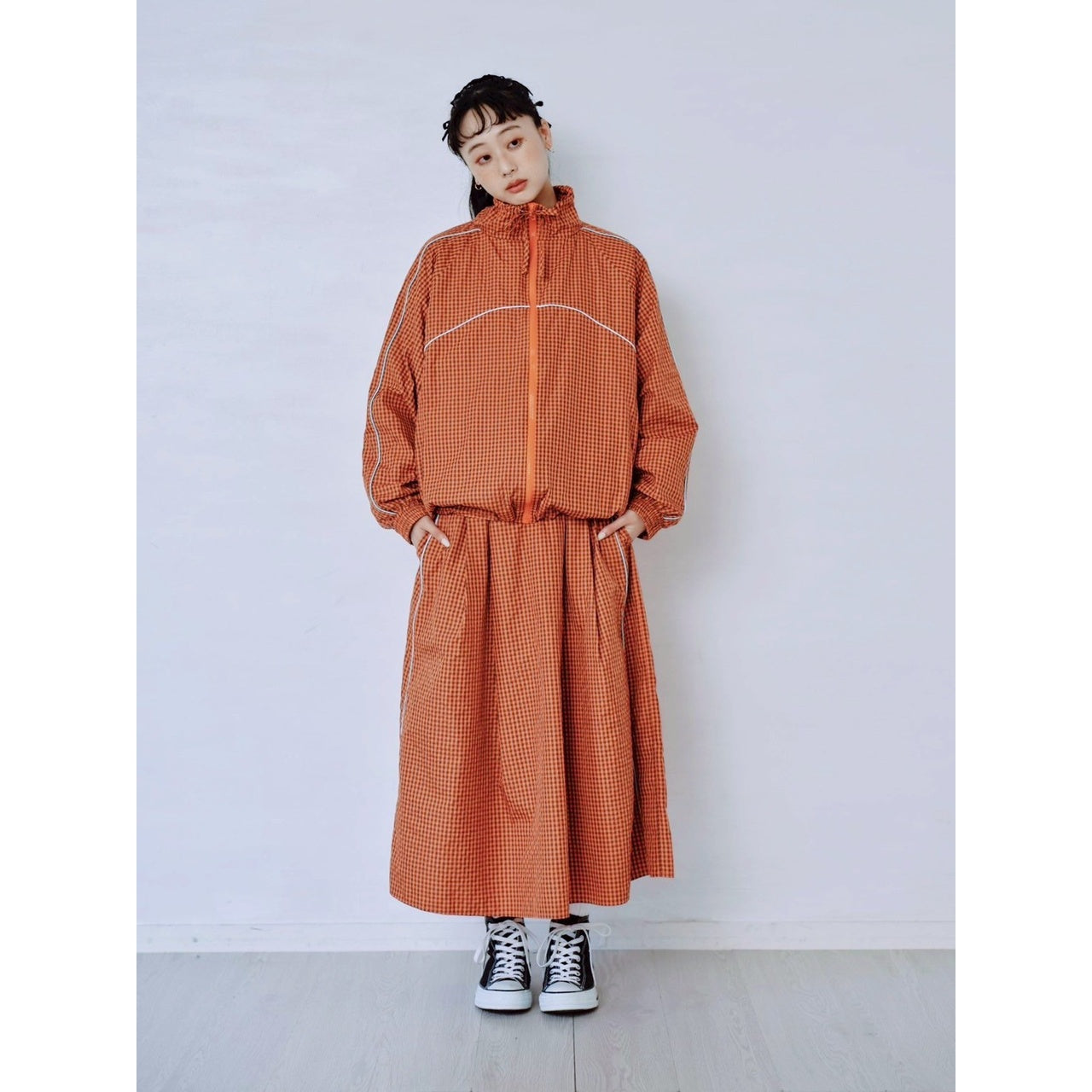 【PRE-ORDER】GINGHAM PANEL TRACK JACKET