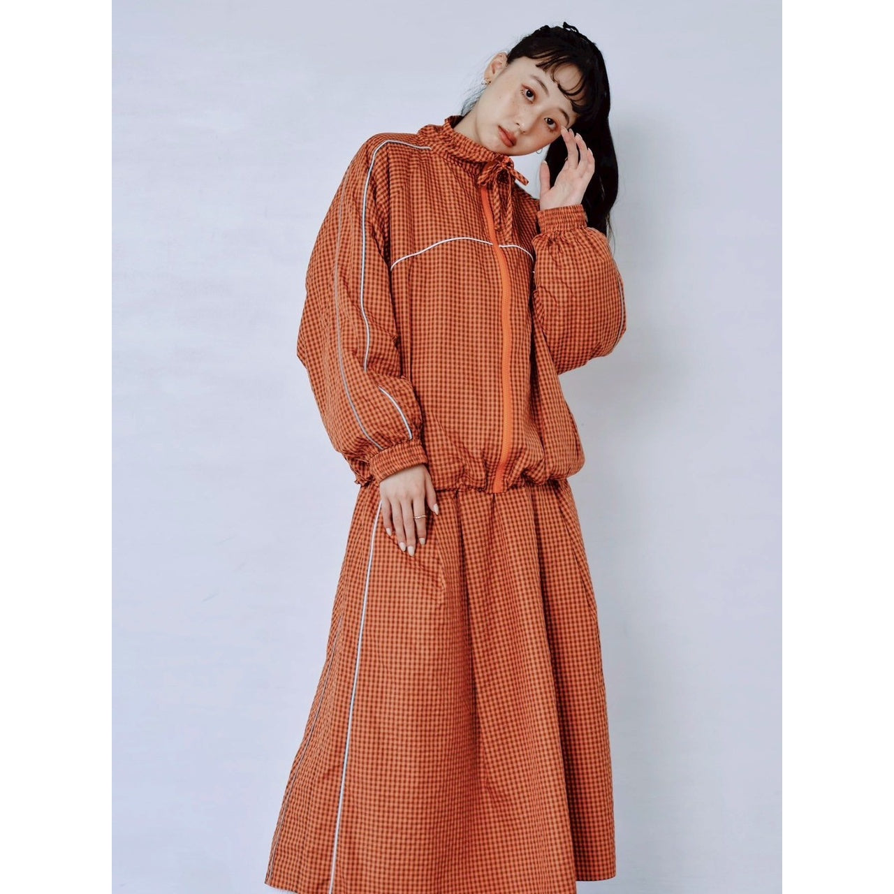 【PRE-ORDER】GINGHAM PANEL TRACK JACKET