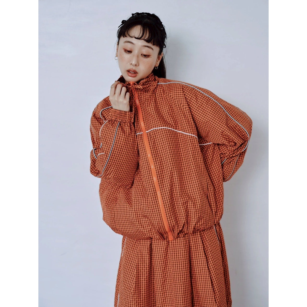 【PRE-ORDER】GINGHAM PANEL TRACK JACKET