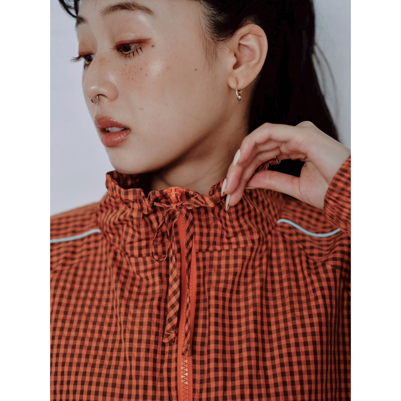 【PRE-ORDER】GINGHAM PANEL TRACK JACKET