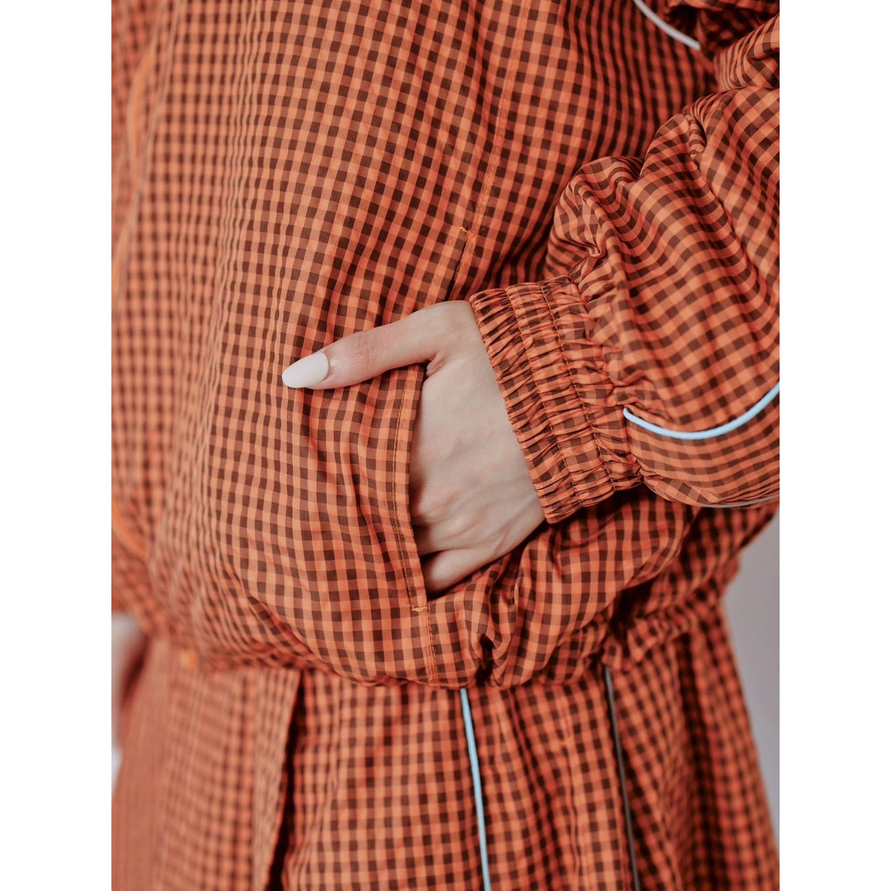 【PRE-ORDER】GINGHAM PANEL TRACK JACKET