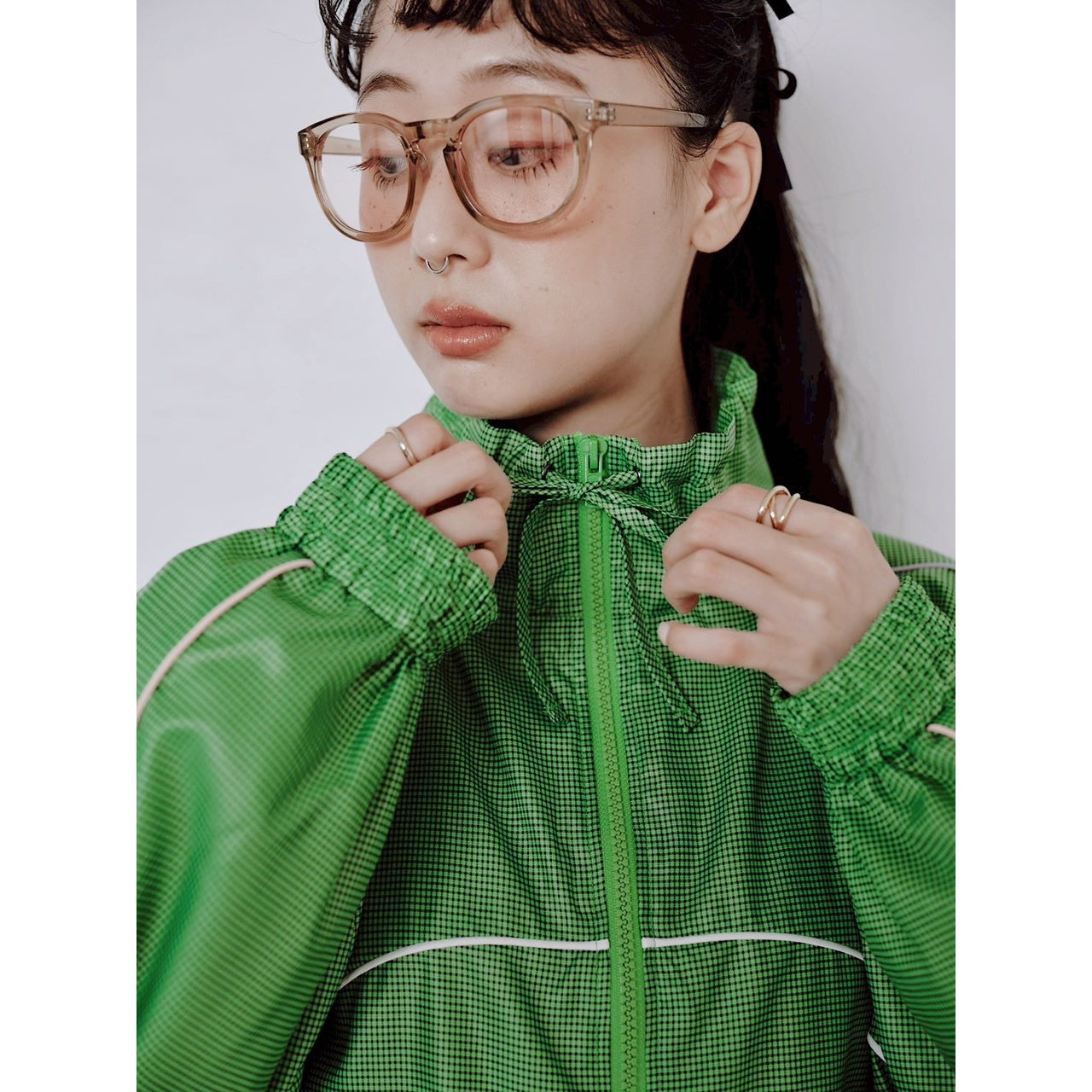 【PRE-ORDER】GINGHAM PANEL TRACK JACKET