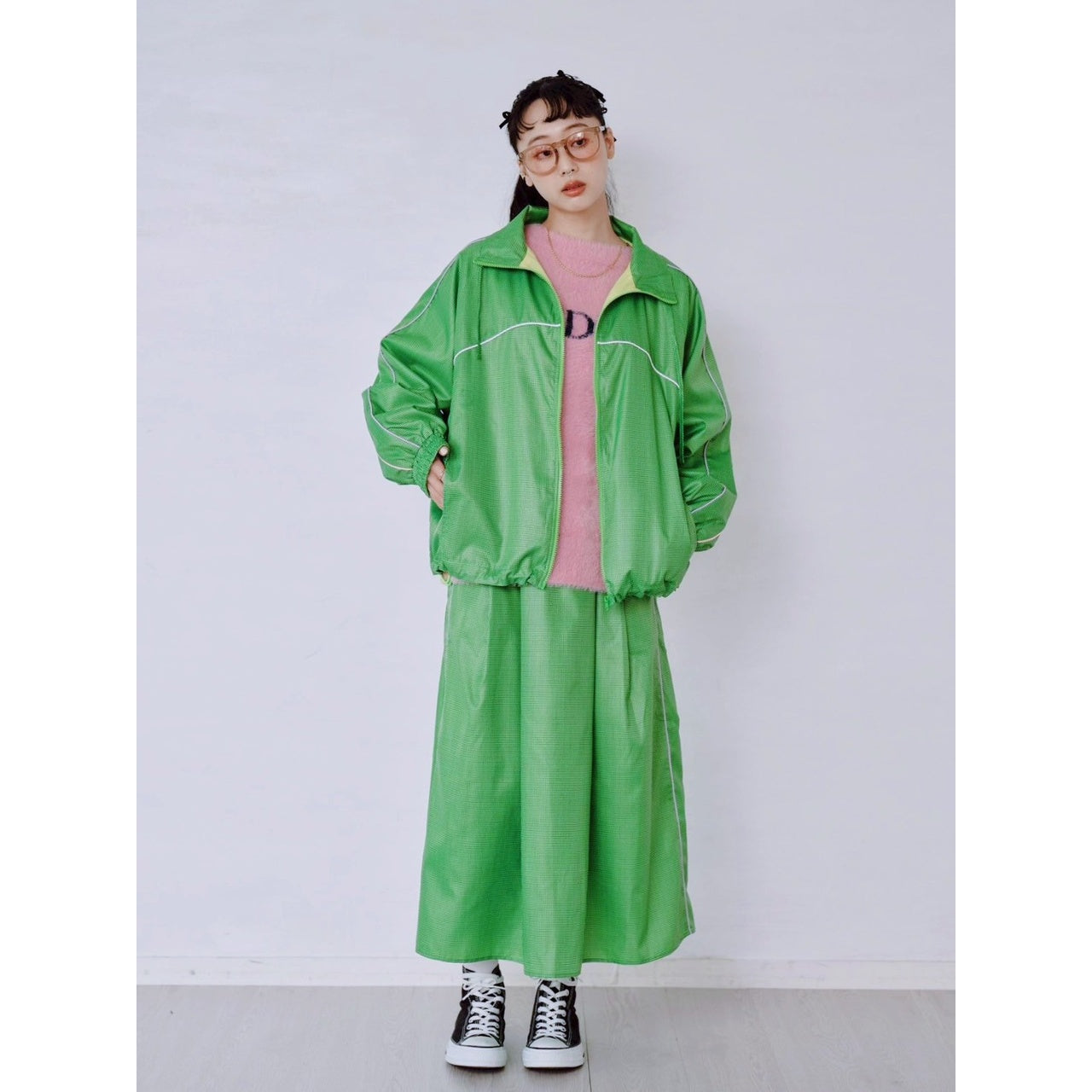 【PRE-ORDER】GINGHAM PANEL TRACK JACKET