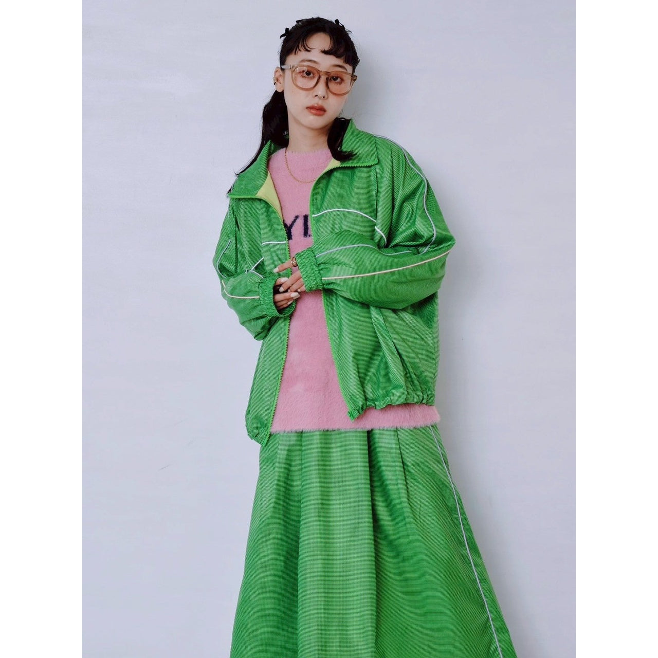 【PRE-ORDER】GINGHAM PANEL TRACK JACKET