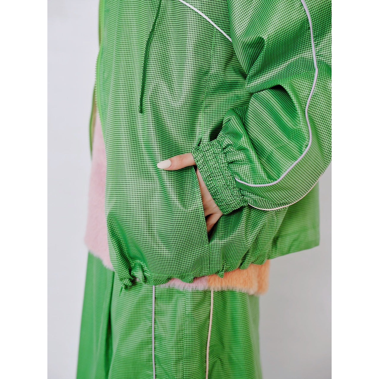 【PRE-ORDER】GINGHAM PANEL TRACK JACKET