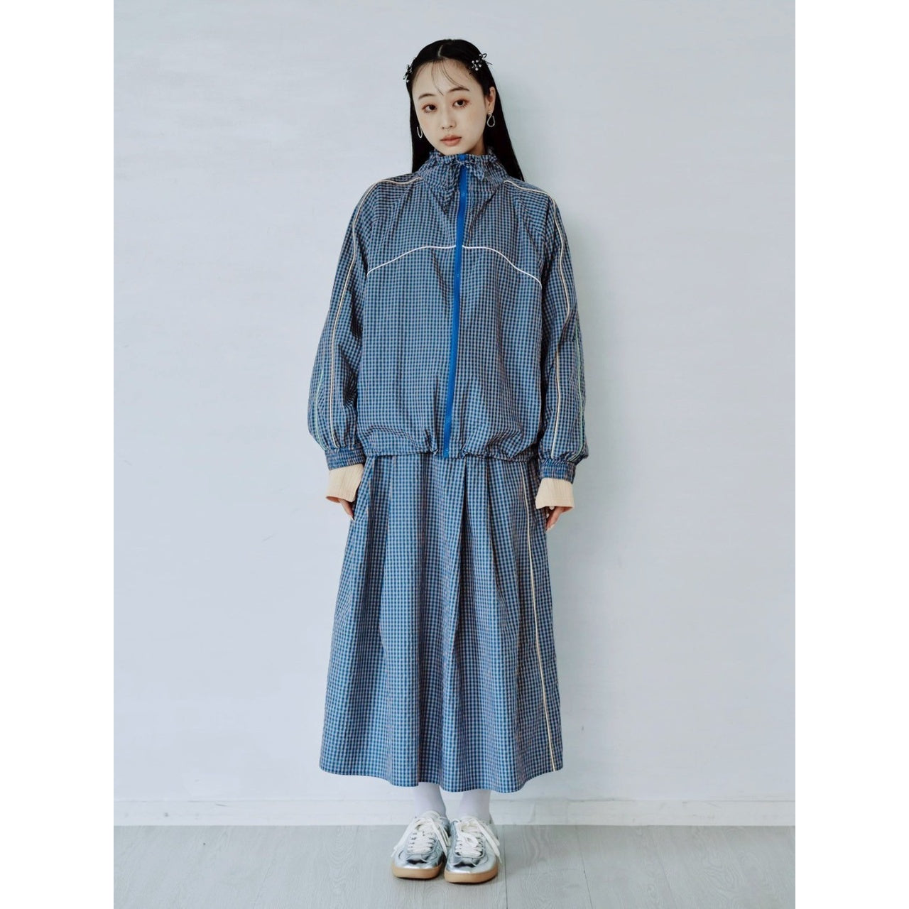 【PRE-ORDER】GINGHAM PANEL TRACK JACKET