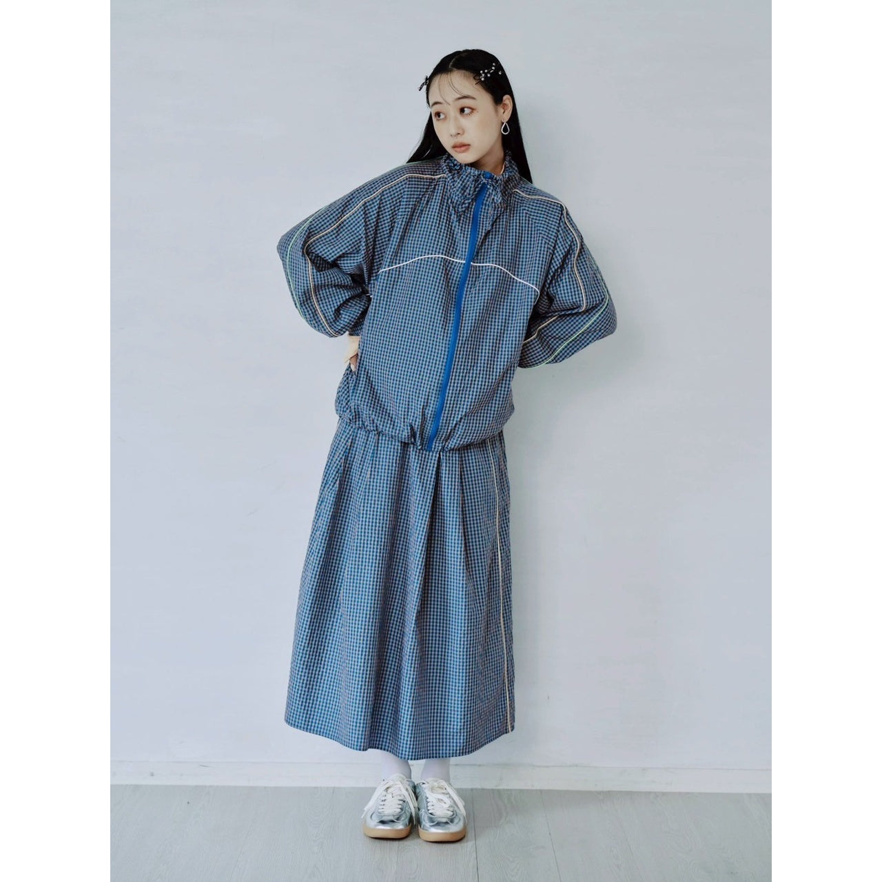 【PRE-ORDER】GINGHAM PANEL TRACK JACKET