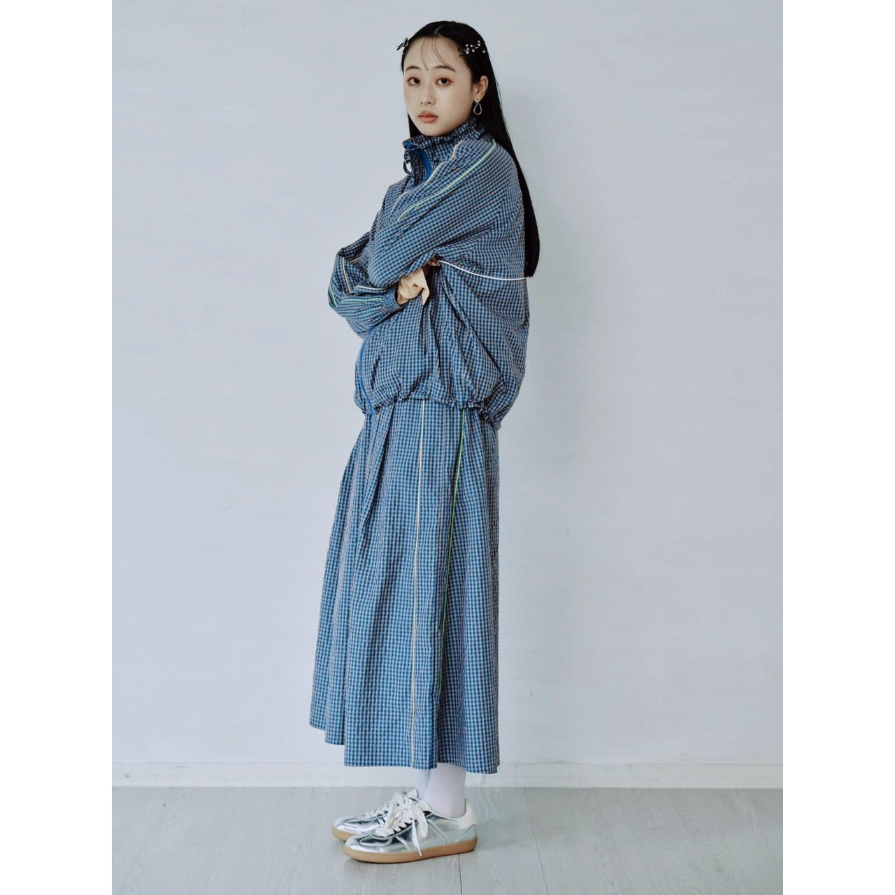 【PRE-ORDER】GINGHAM PANEL TRACK JACKET