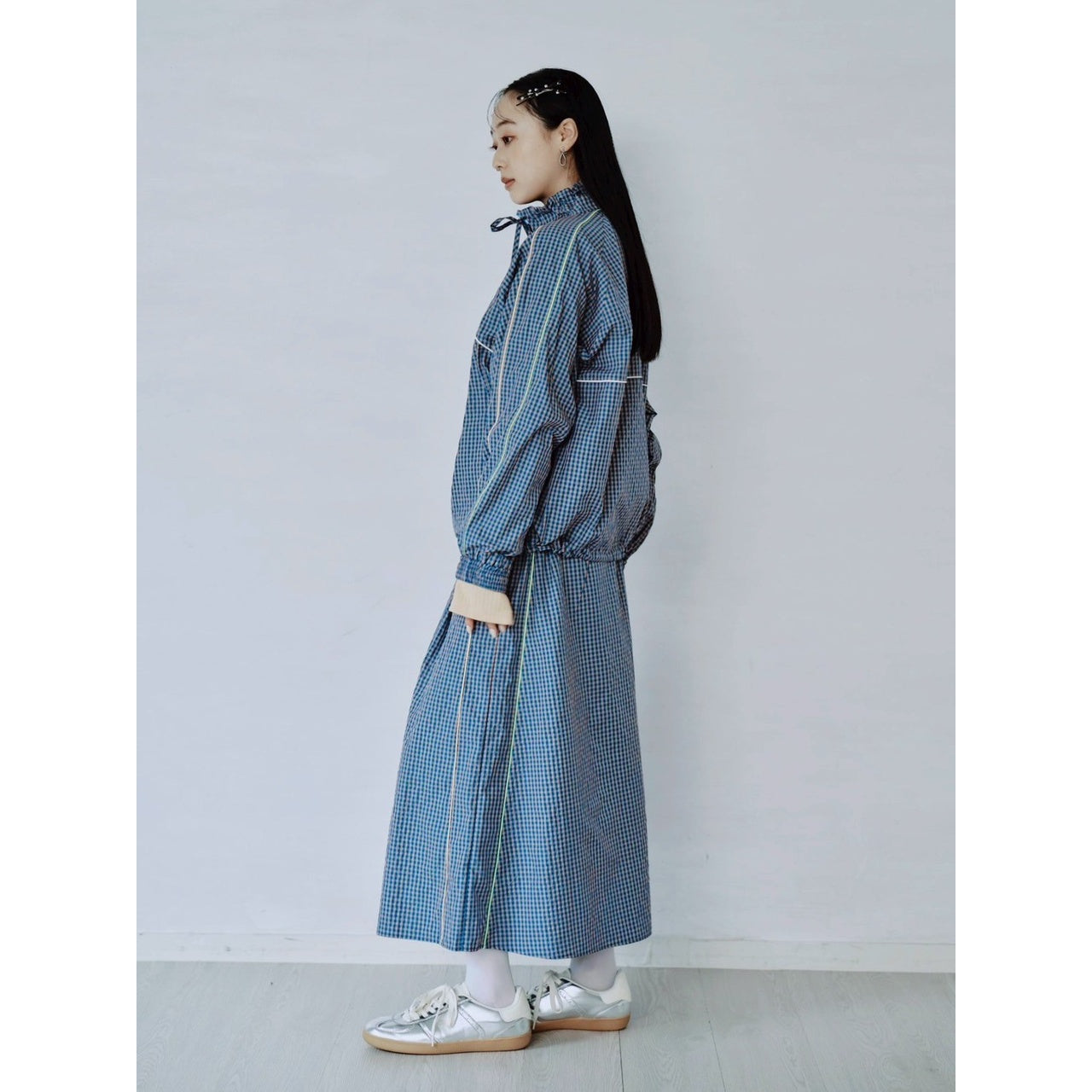 【PRE-ORDER】GINGHAM PANEL TRACK JACKET