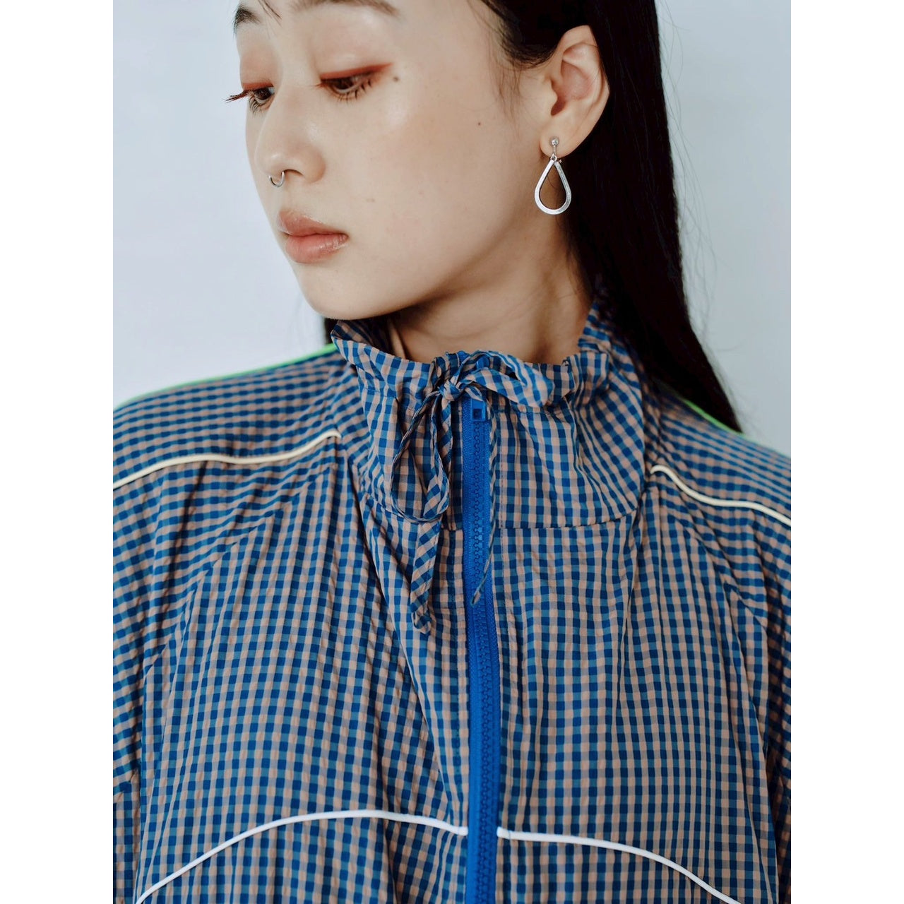 【PRE-ORDER】GINGHAM PANEL TRACK JACKET