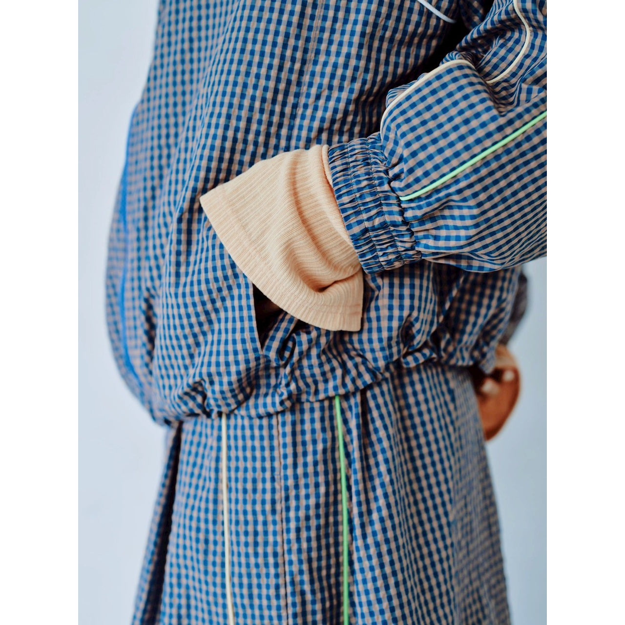 【PRE-ORDER】GINGHAM PANEL TRACK JACKET