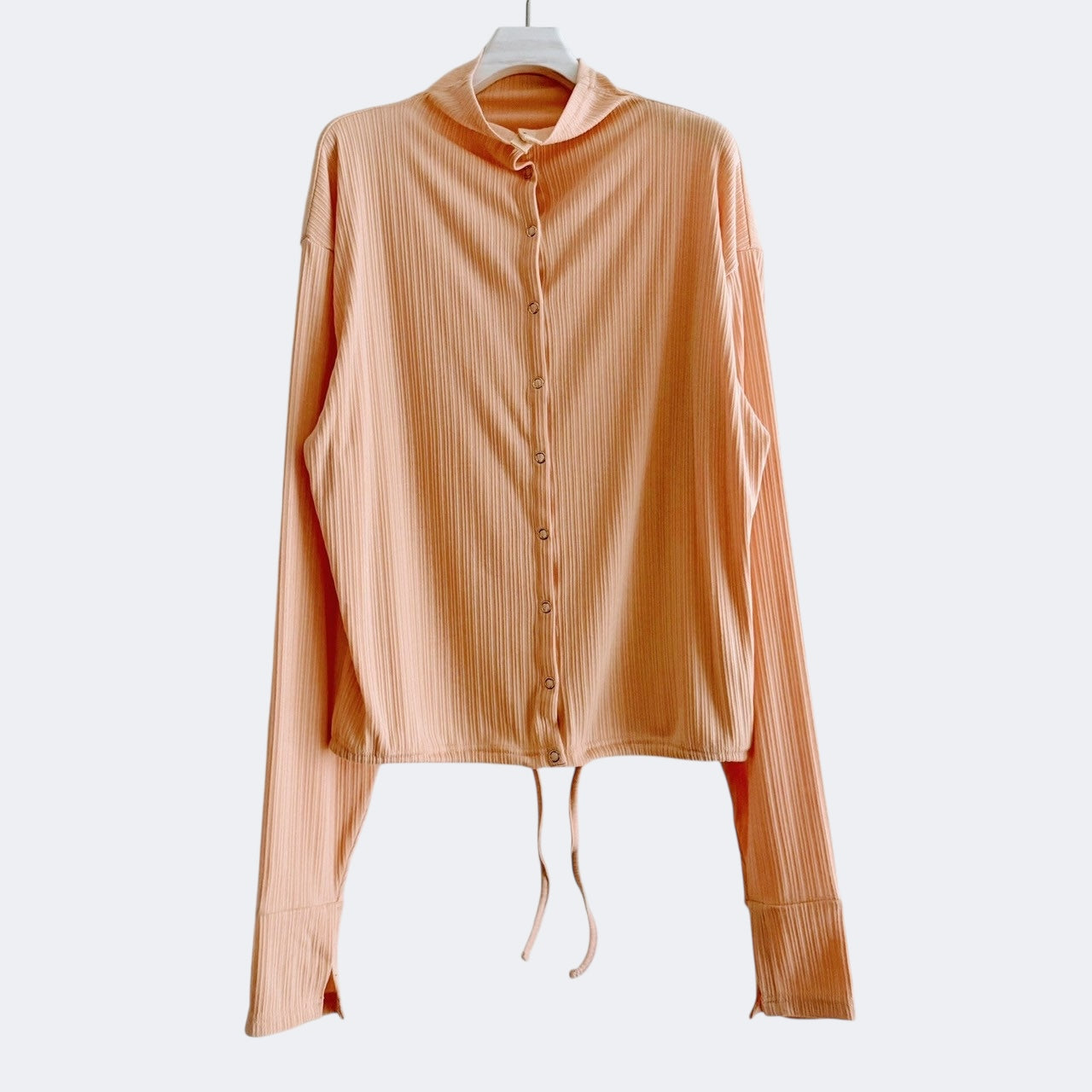 【PRE-ORDER】RIB HIGH NECK DRAWSTRING SHIRT