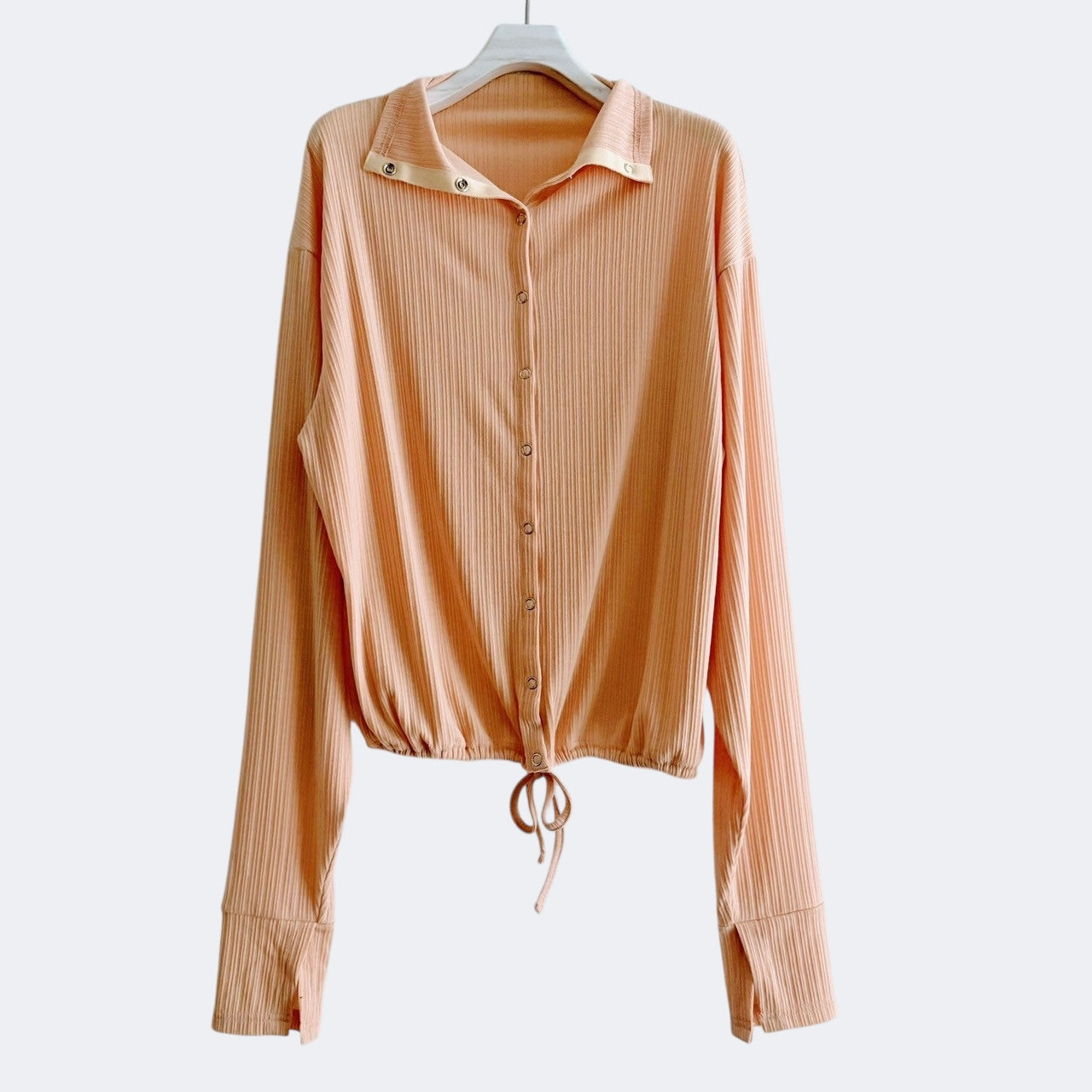 【PRE-ORDER】RIB HIGH NECK DRAWSTRING SHIRT