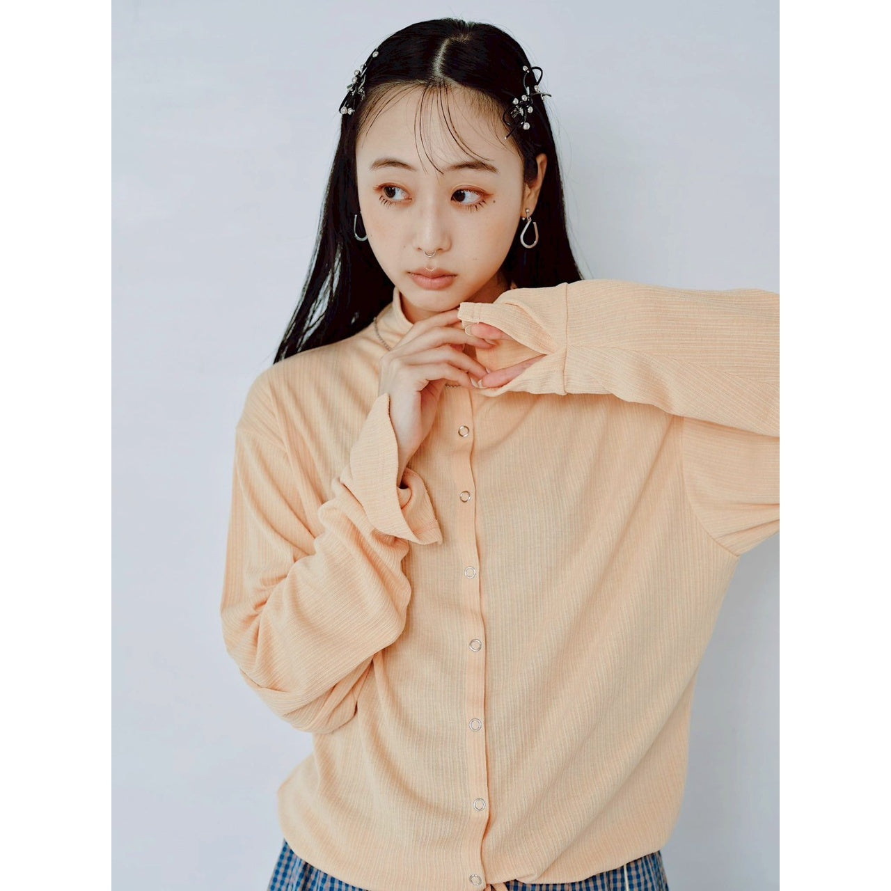 【PRE-ORDER】RIB HIGH NECK DRAWSTRING SHIRT
