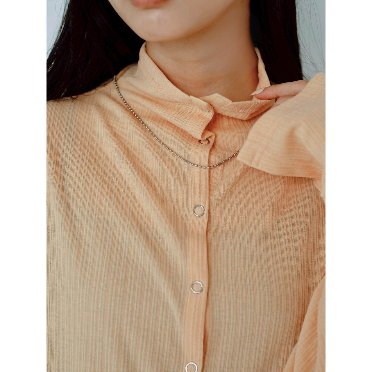 【PRE-ORDER】RIB HIGH NECK DRAWSTRING SHIRT