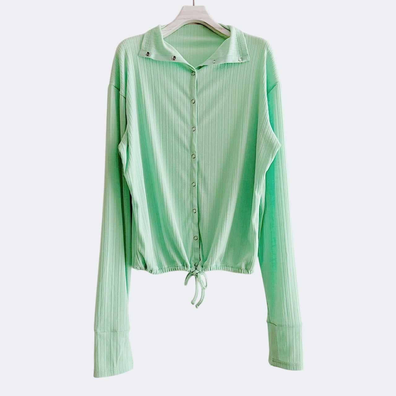 【PRE-ORDER】RIB HIGH NECK DRAWSTRING SHIRT