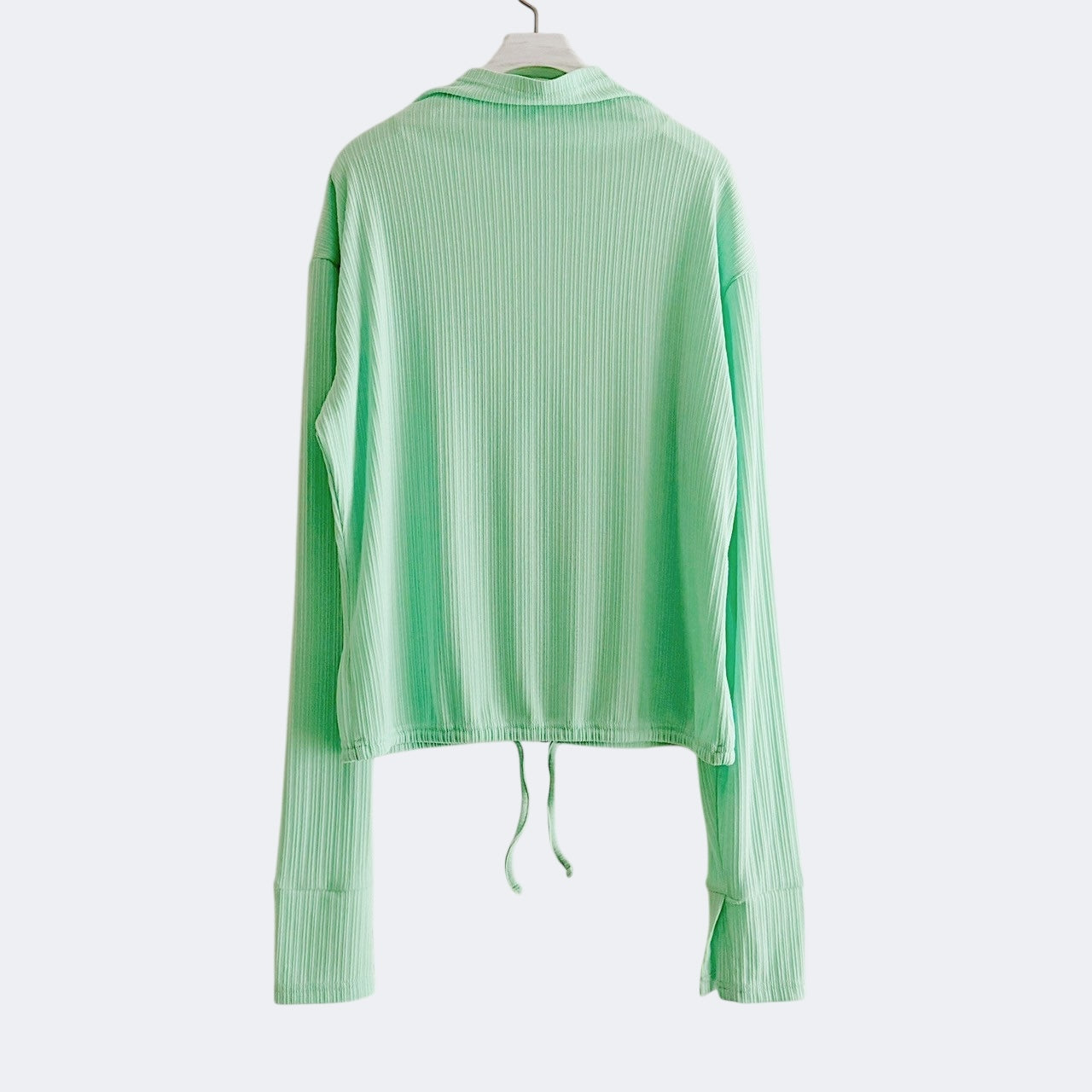 【PRE-ORDER】RIB HIGH NECK DRAWSTRING SHIRT