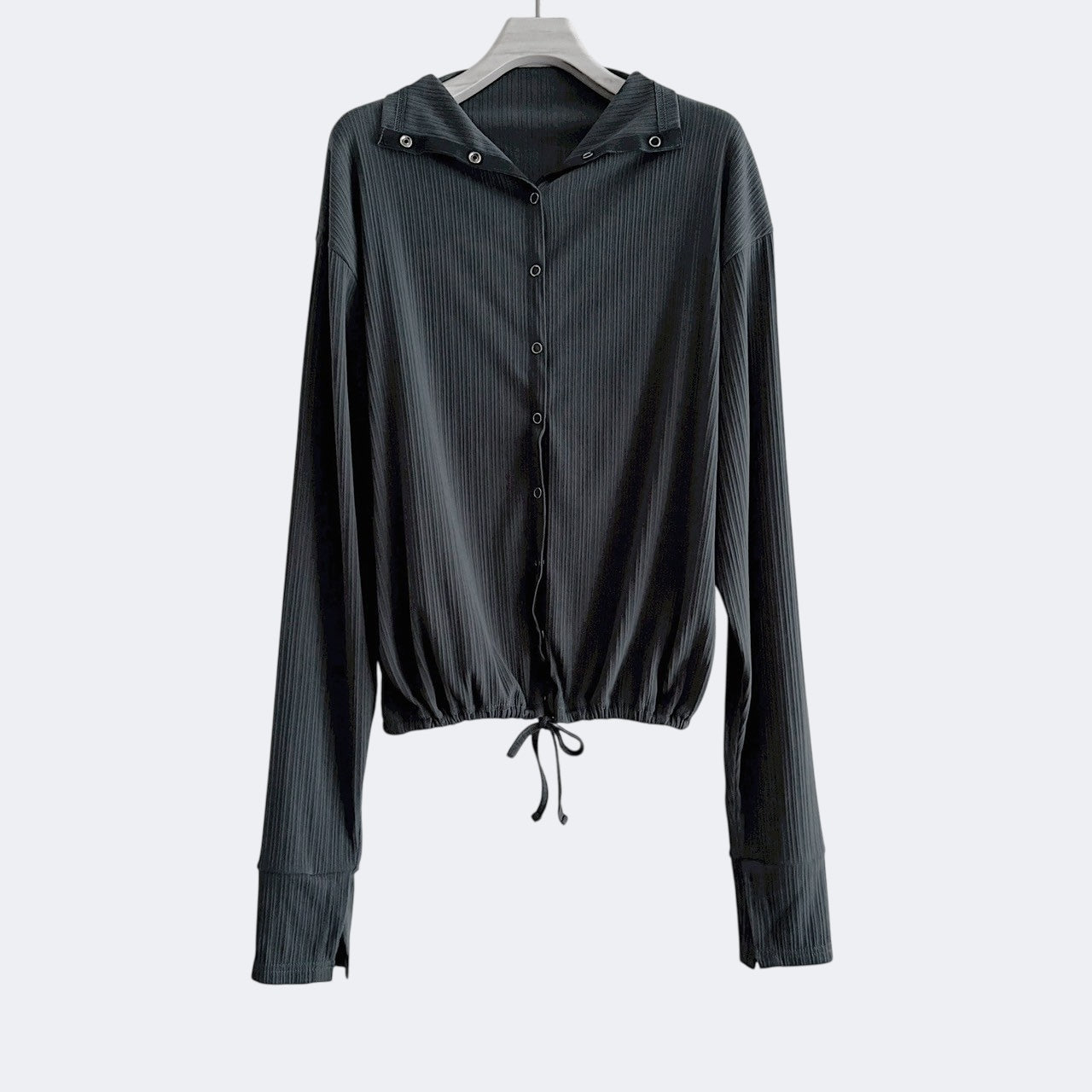 【PRE-ORDER】RIB HIGH NECK DRAWSTRING SHIRT