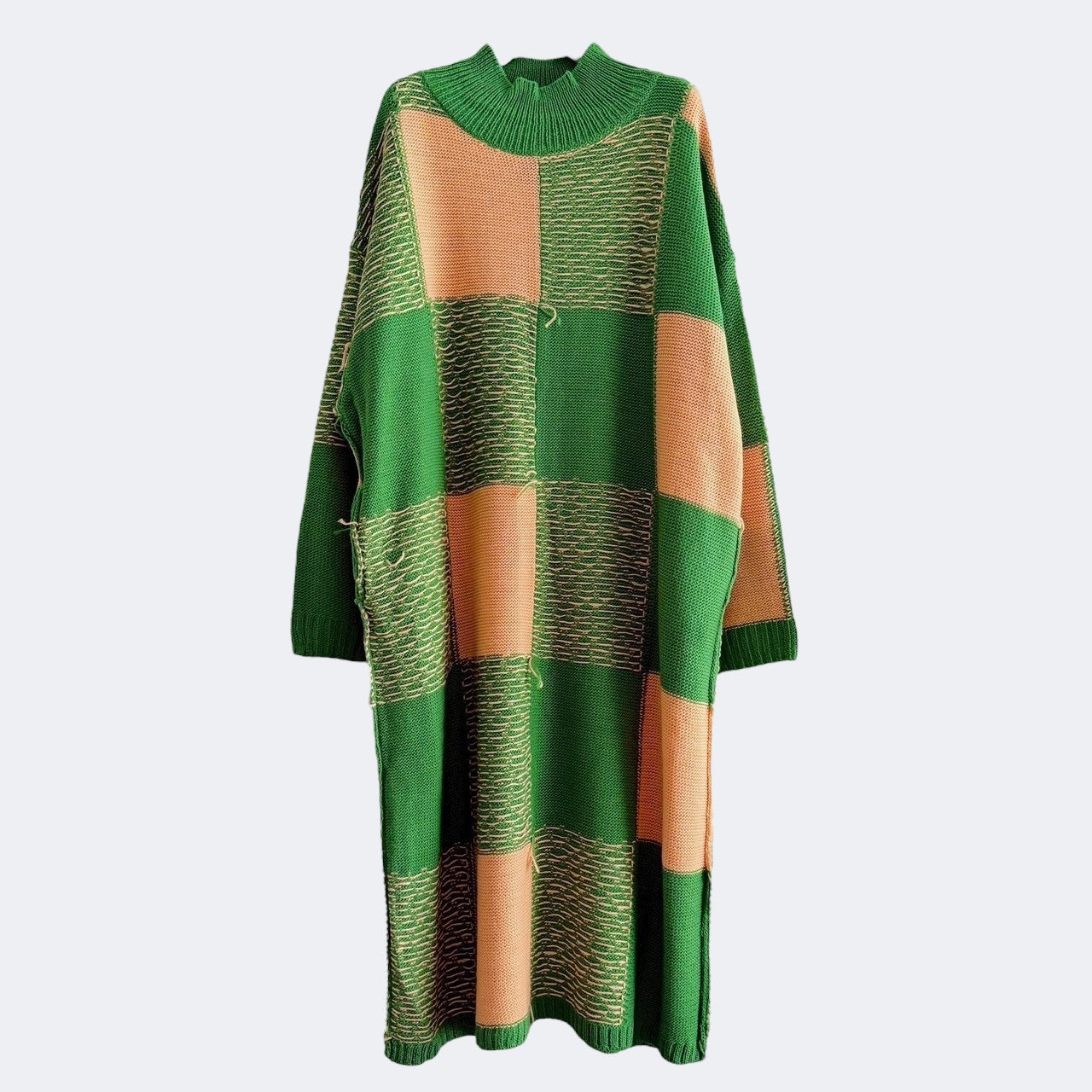 【PRE-ORDER】BLOCK CHECK KNIT DRESS