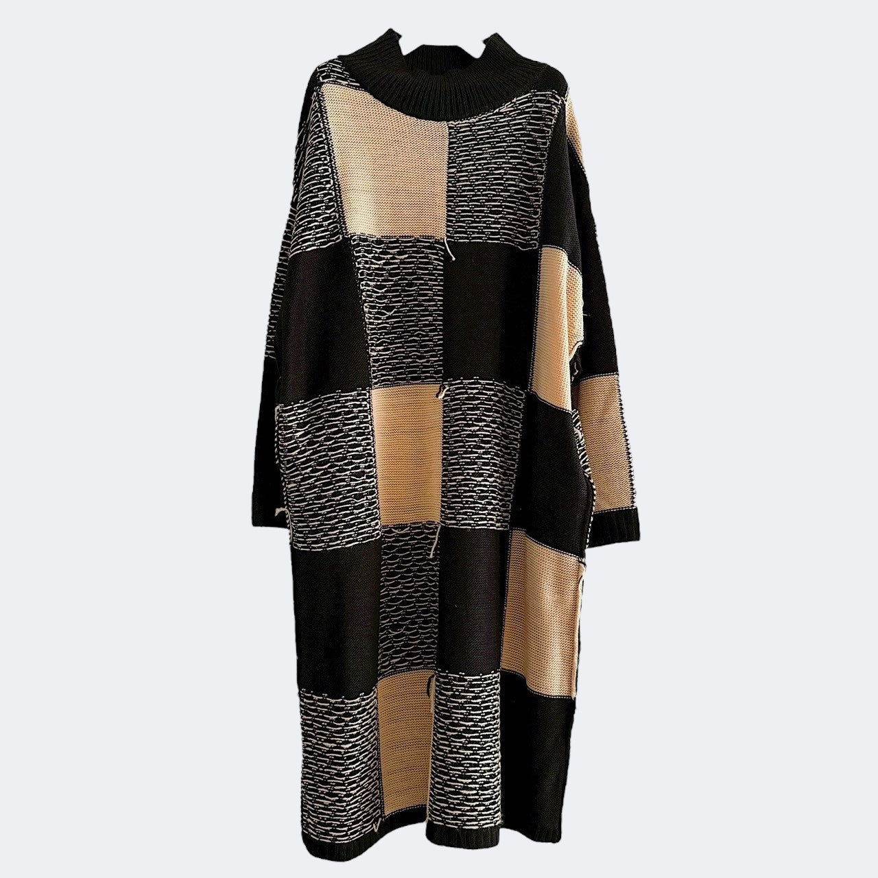 【PRE-ORDER】BLOCK CHECK KNIT DRESS