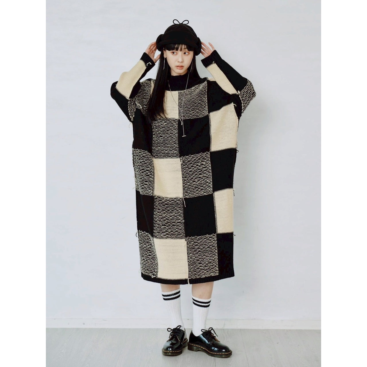 【PRE-ORDER】BLOCK CHECK KNIT DRESS