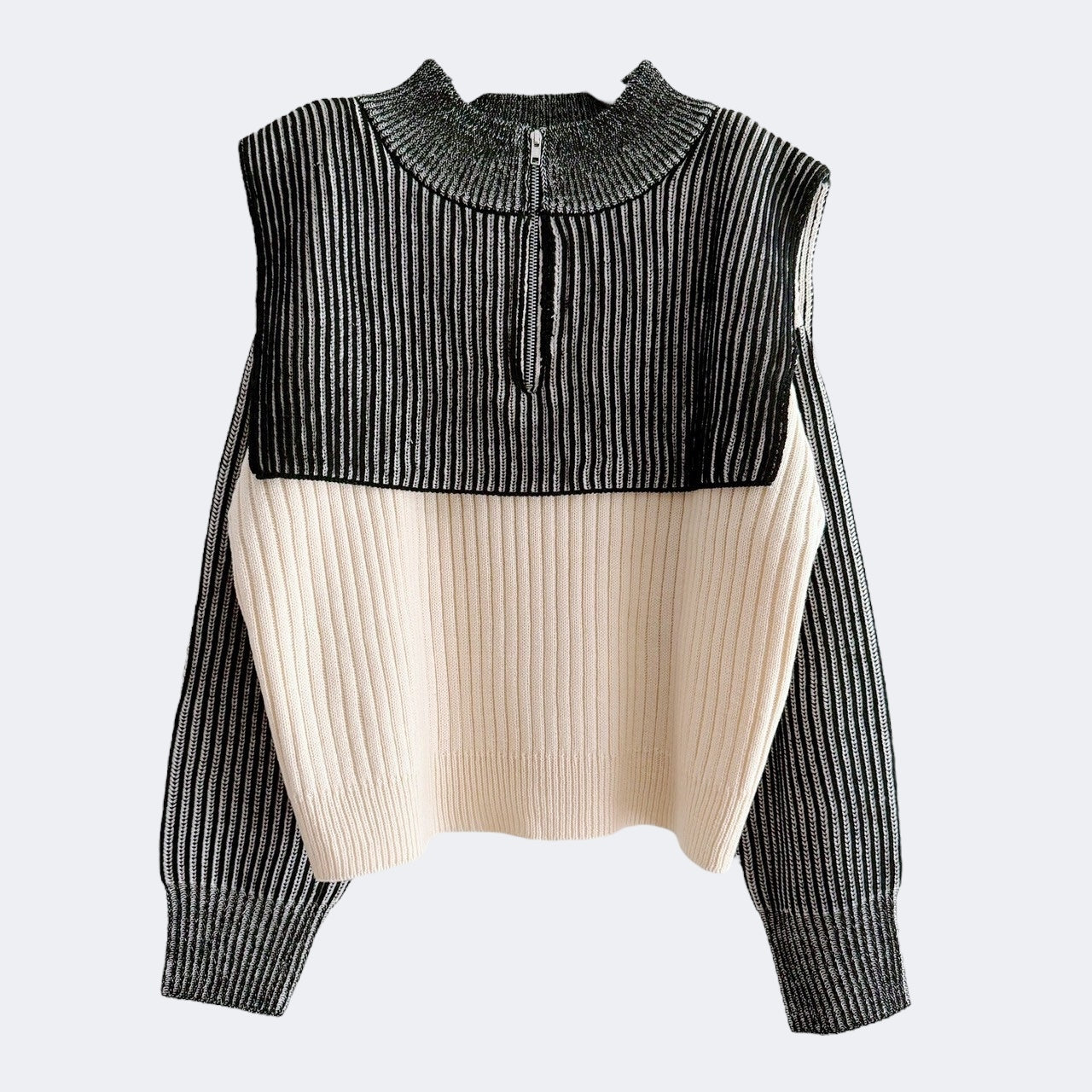 【PRE-ORDER】COLOR MIX HALF ZIP KNIT TOP