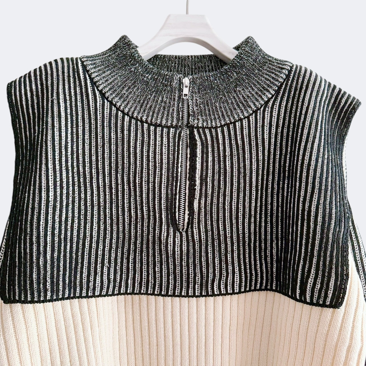 【PRE-ORDER】COLOR MIX HALF ZIP KNIT TOP