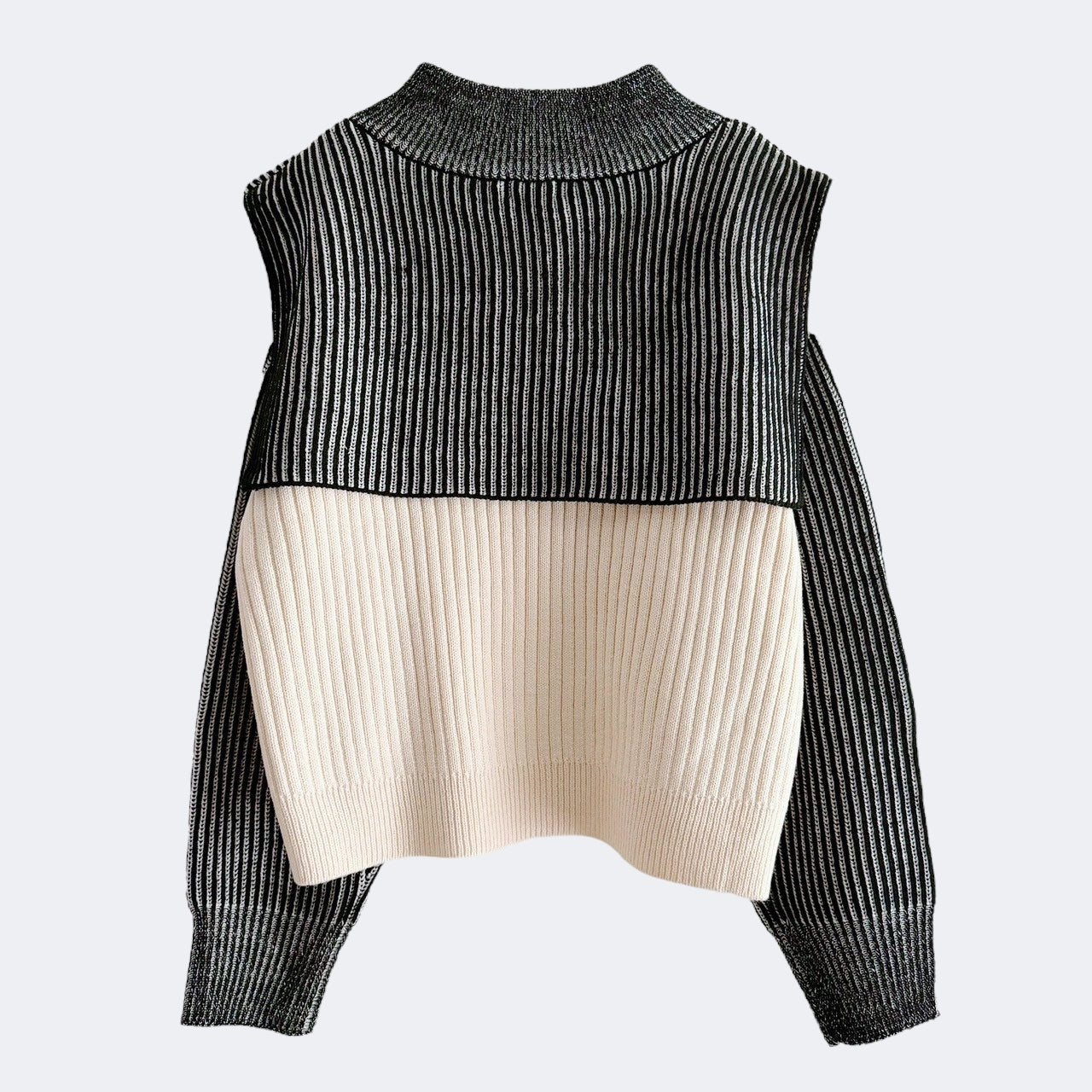 【PRE-ORDER】COLOR MIX HALF ZIP KNIT TOP
