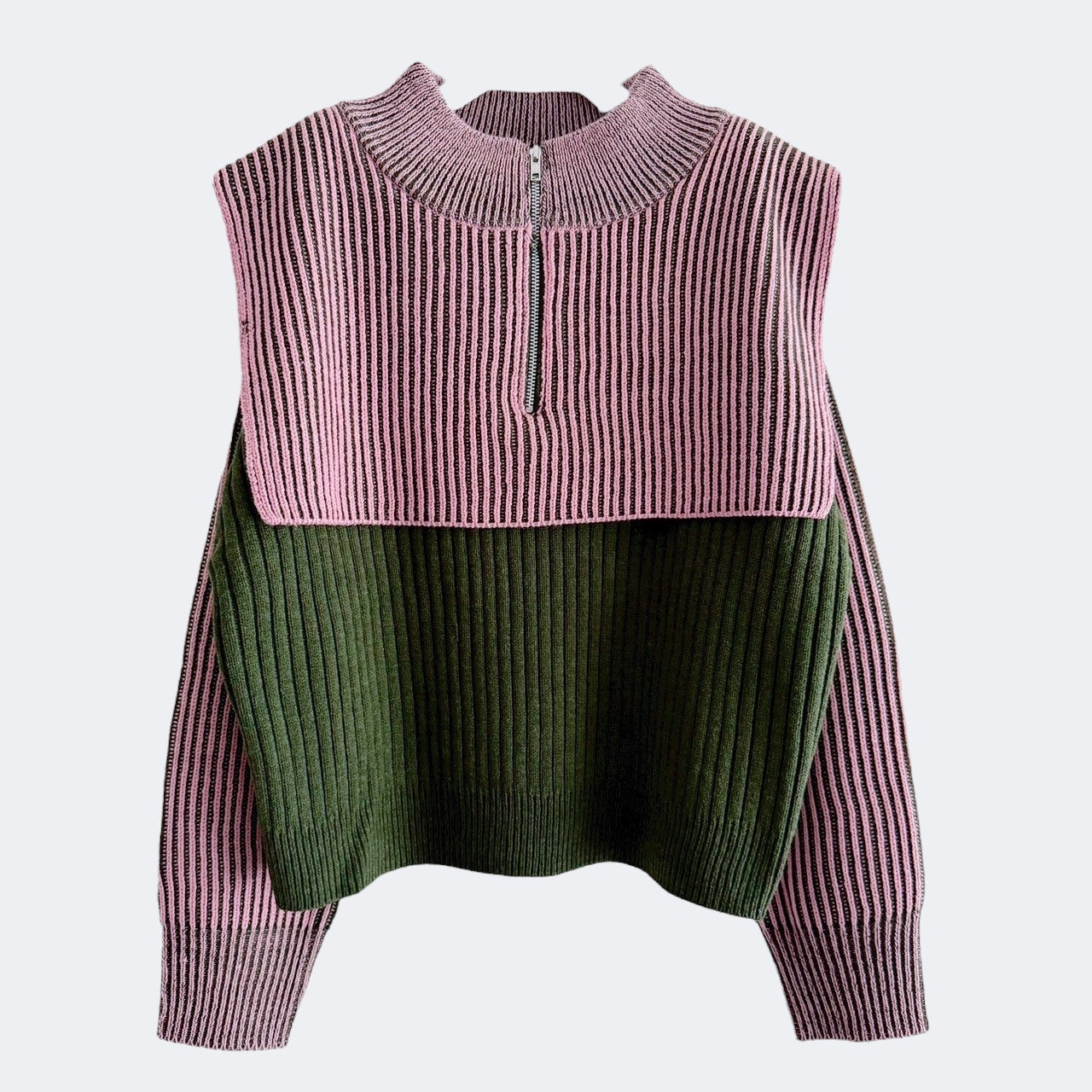 【PRE-ORDER】COLOR MIX HALF ZIP KNIT TOP