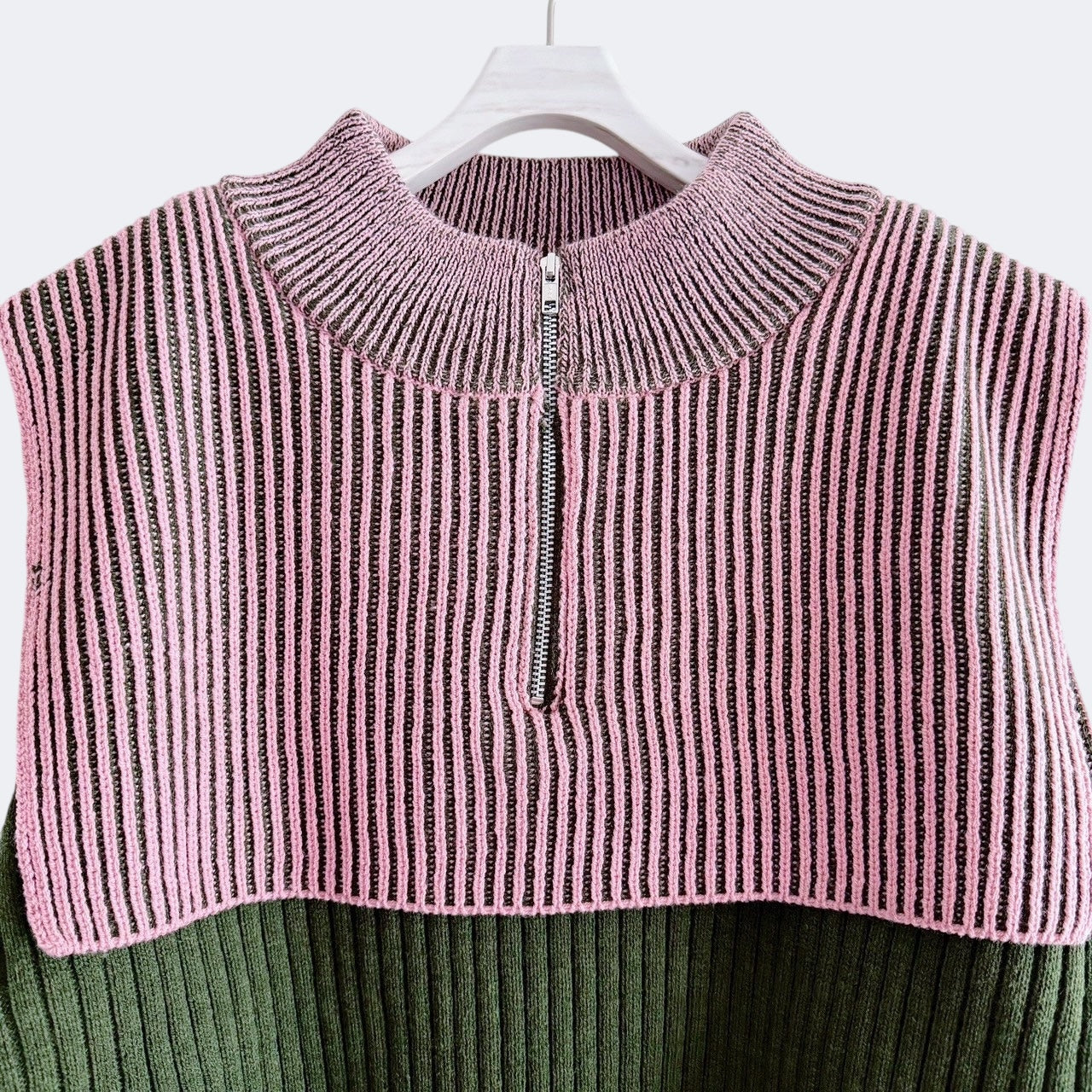 【PRE-ORDER】COLOR MIX HALF ZIP KNIT TOP