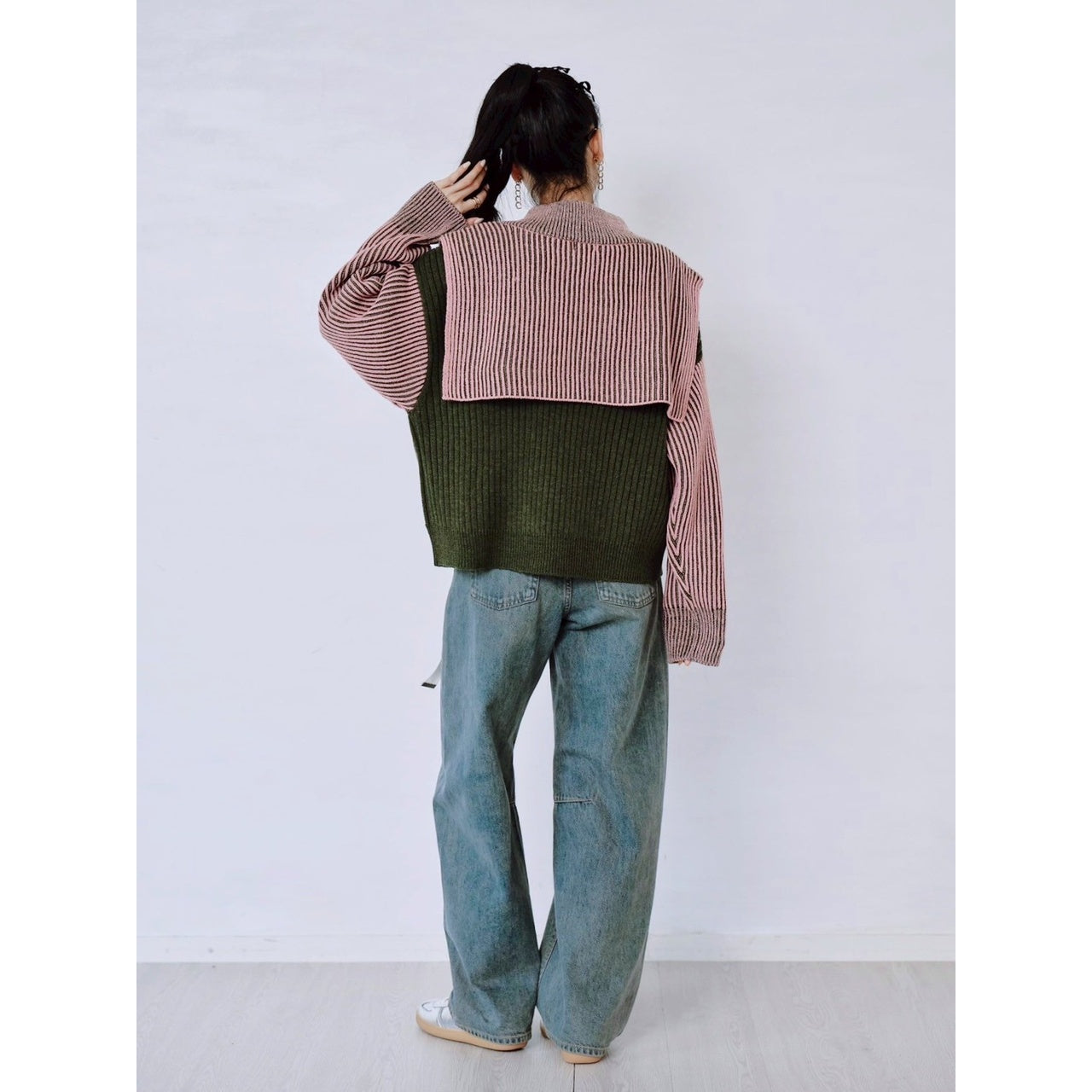 【PRE-ORDER】COLOR MIX HALF ZIP KNIT TOP