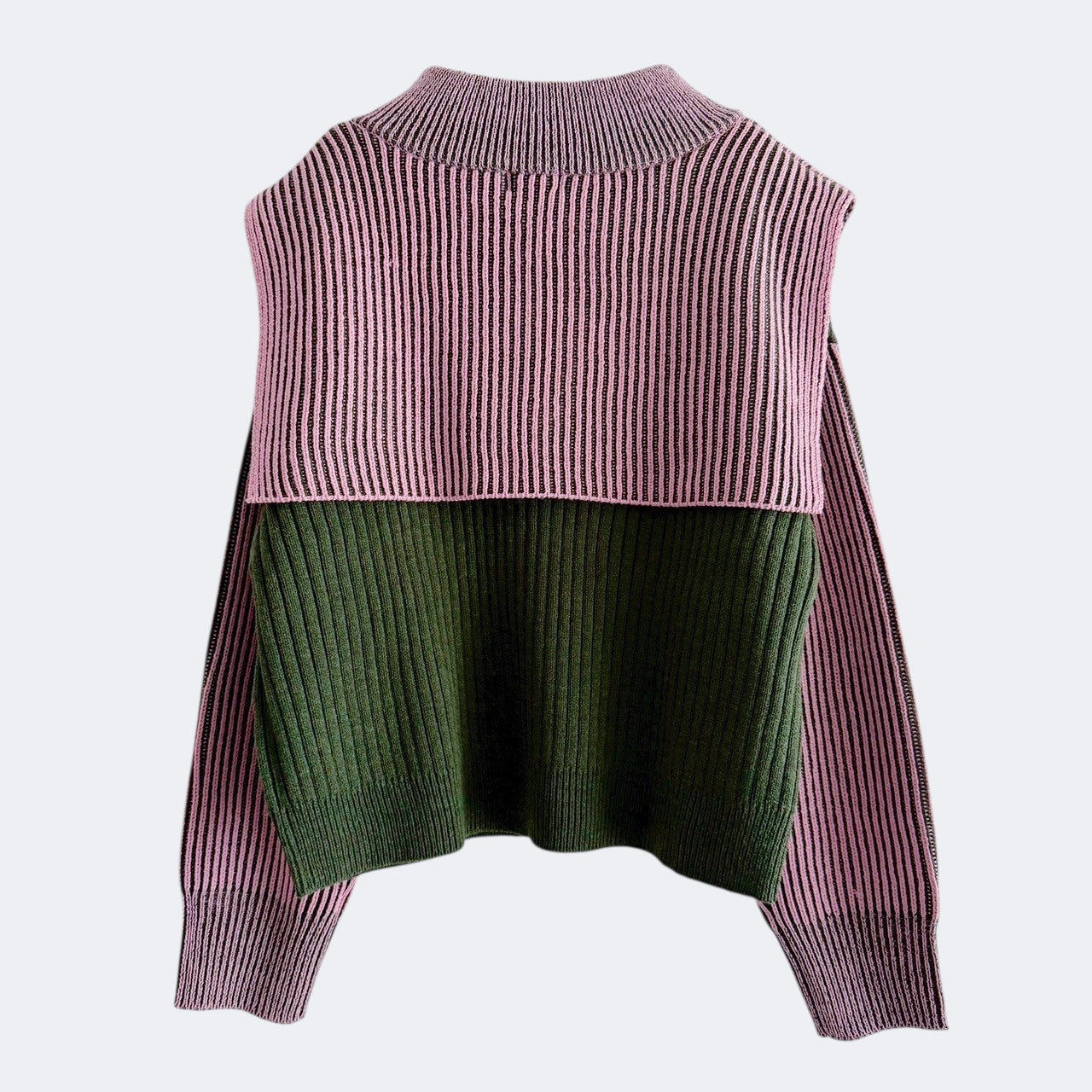 【PRE-ORDER】COLOR MIX HALF ZIP KNIT TOP