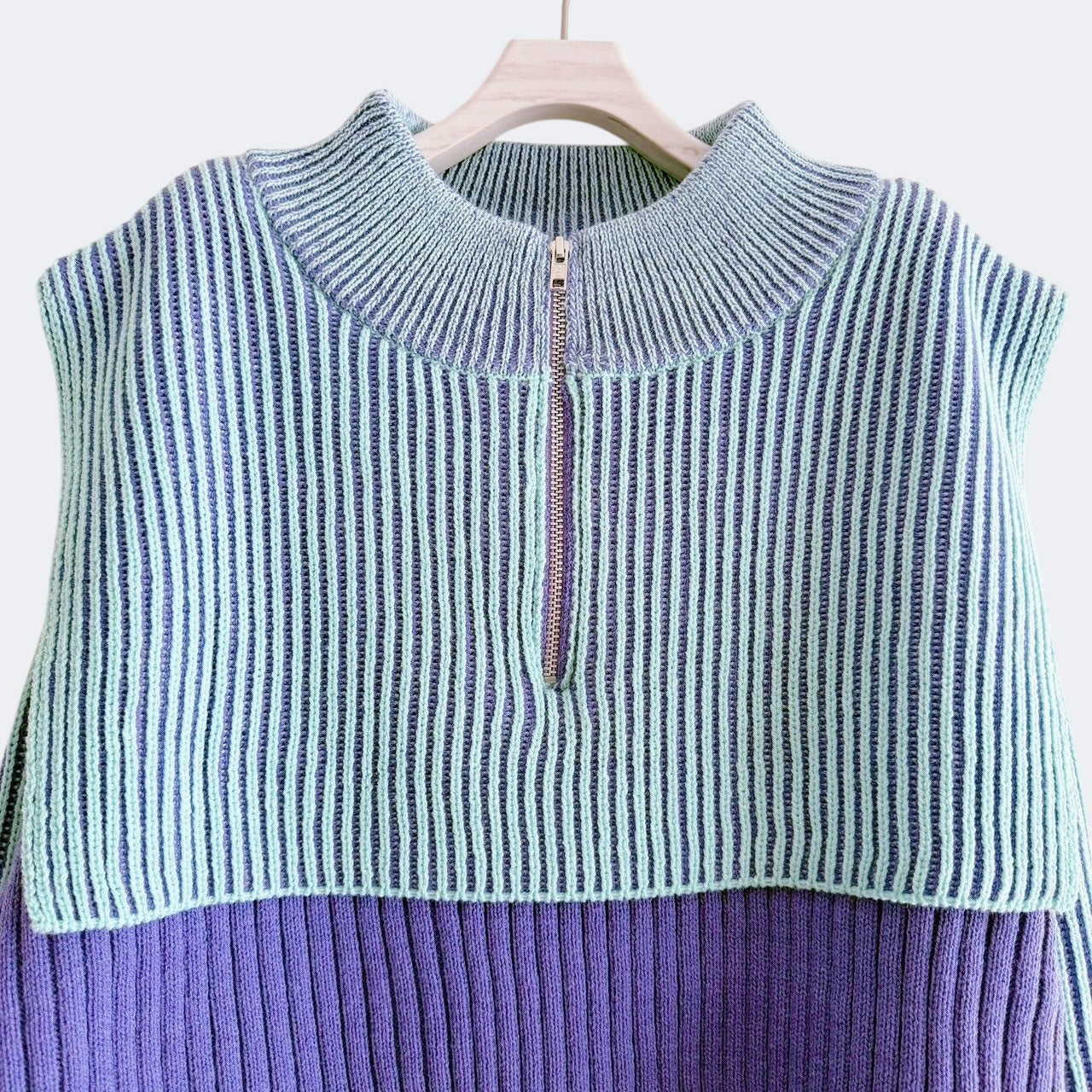 【PRE-ORDER】COLOR MIX HALF ZIP KNIT TOP