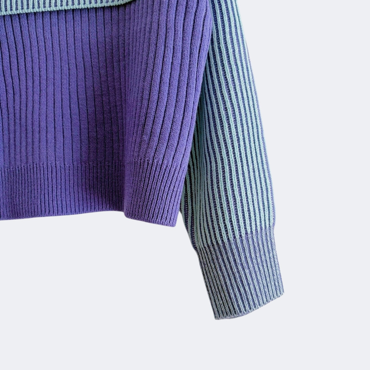 【PRE-ORDER】COLOR MIX HALF ZIP KNIT TOP