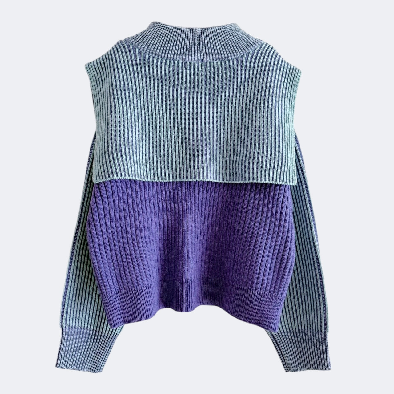 【PRE-ORDER】COLOR MIX HALF ZIP KNIT TOP
