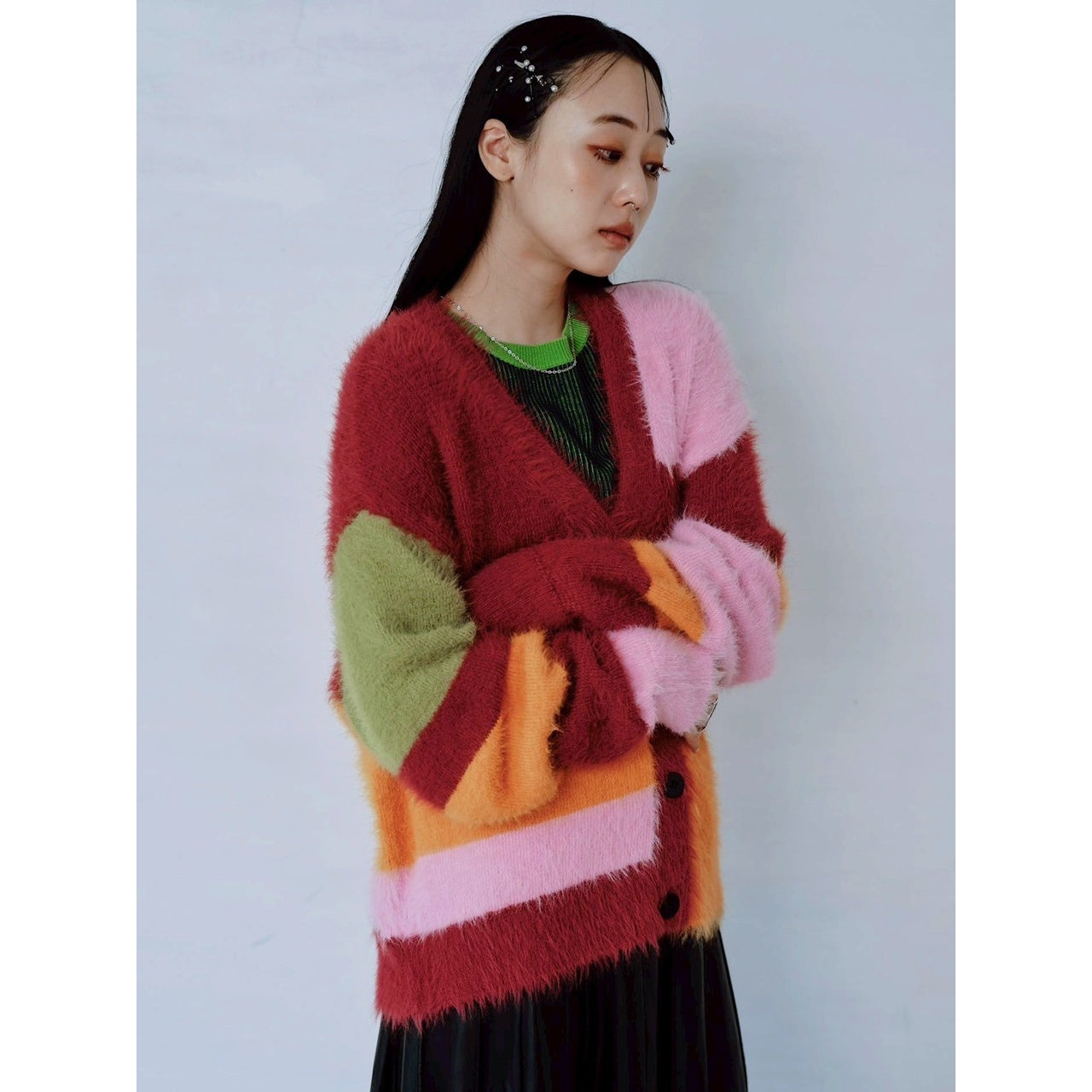 【PRE-ORDER】MULTI COLOR SHAGGY KNIT CARDIGAN