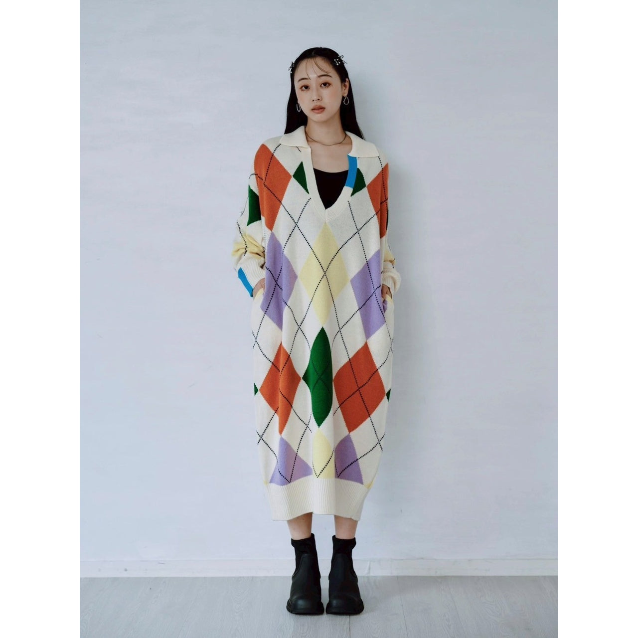 【PRE-ORDER】ARGYLE KNIT DRESS