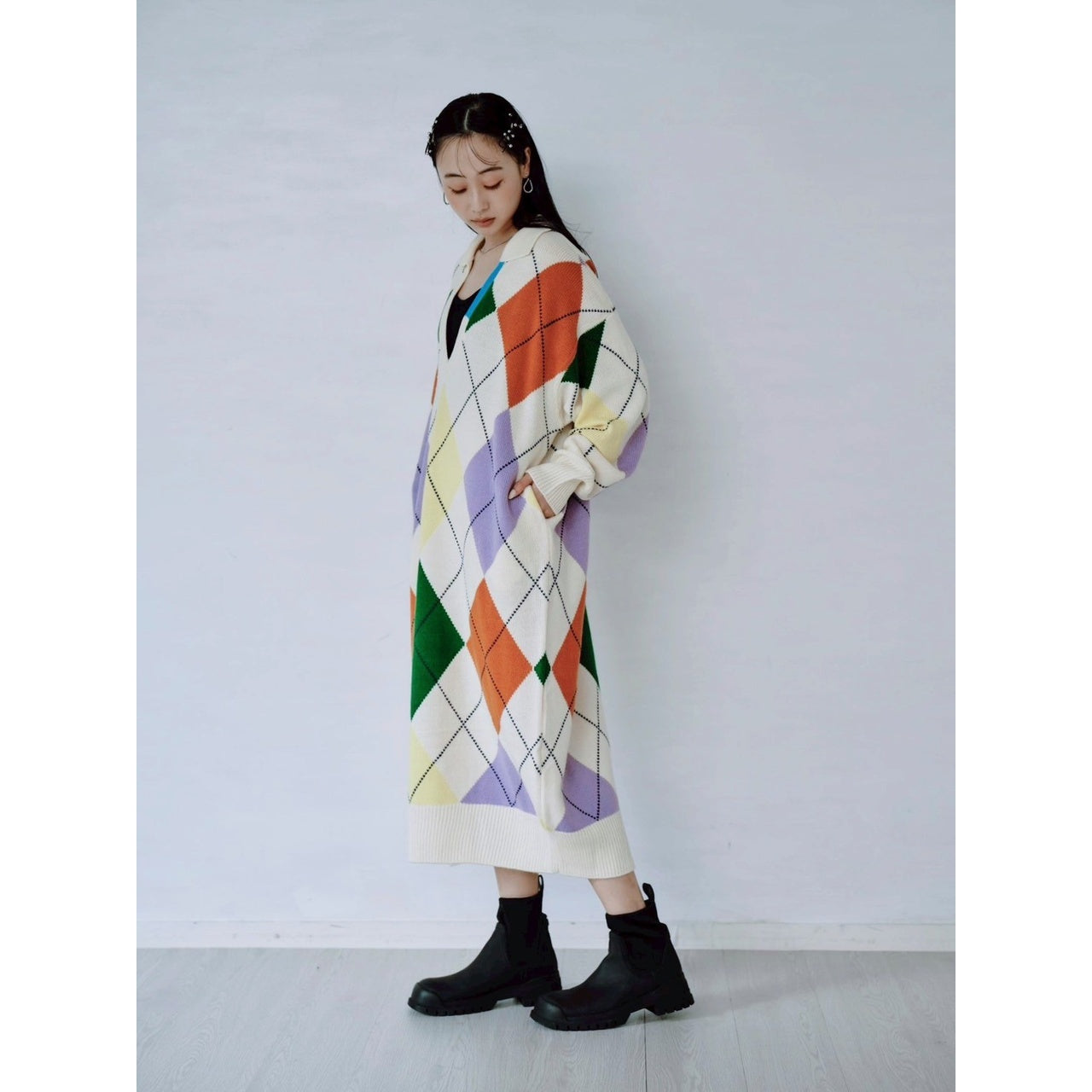 【PRE-ORDER】ARGYLE KNIT DRESS