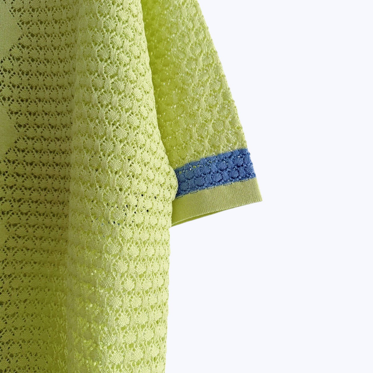 【PRE-ORDER】COLOR BLOCK COLLAR OPENWORK KNIT TOP