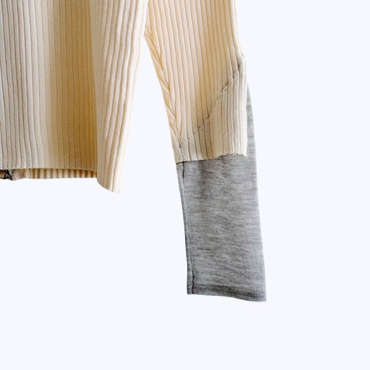 【ONLINE EXCLUSIVE】CONTRAST CUFF ZIP RIB KNIT CARDIGAN