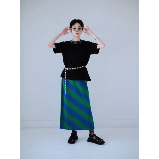 STRIPED KNIT SKIRT