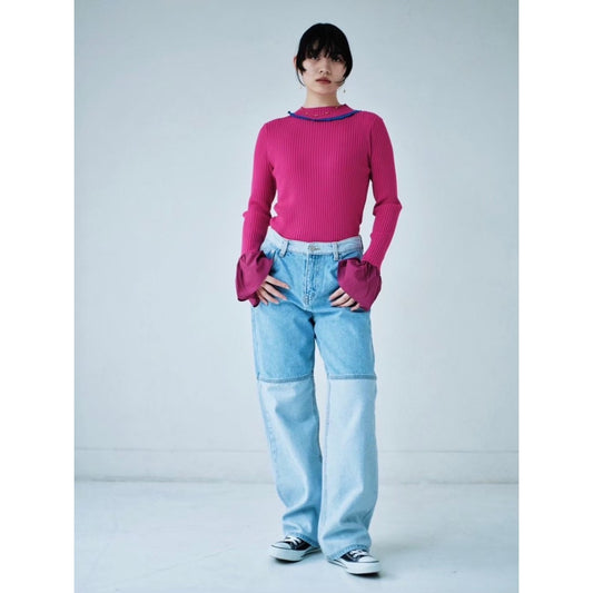 FLARE SLEEVE KNIT TOP