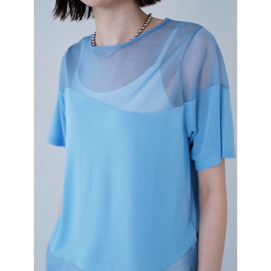 SHEER HALF SLEEVE KNIT TOP