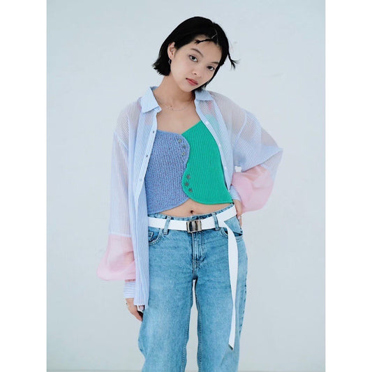 COLOR BLOCK STRIPED SHIRT