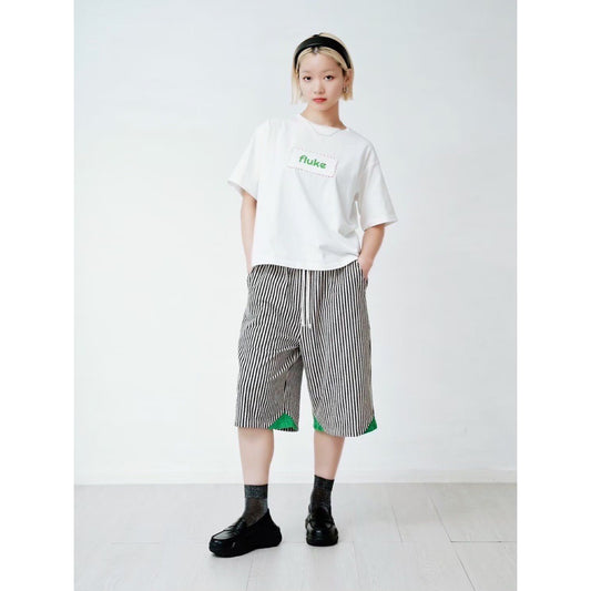STRIPE PATTERN PILE SHORTS