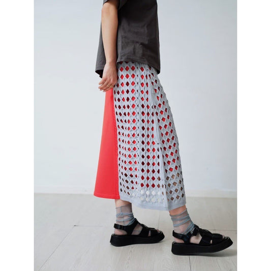 BICOLOR CABLE KNIT SKIRT