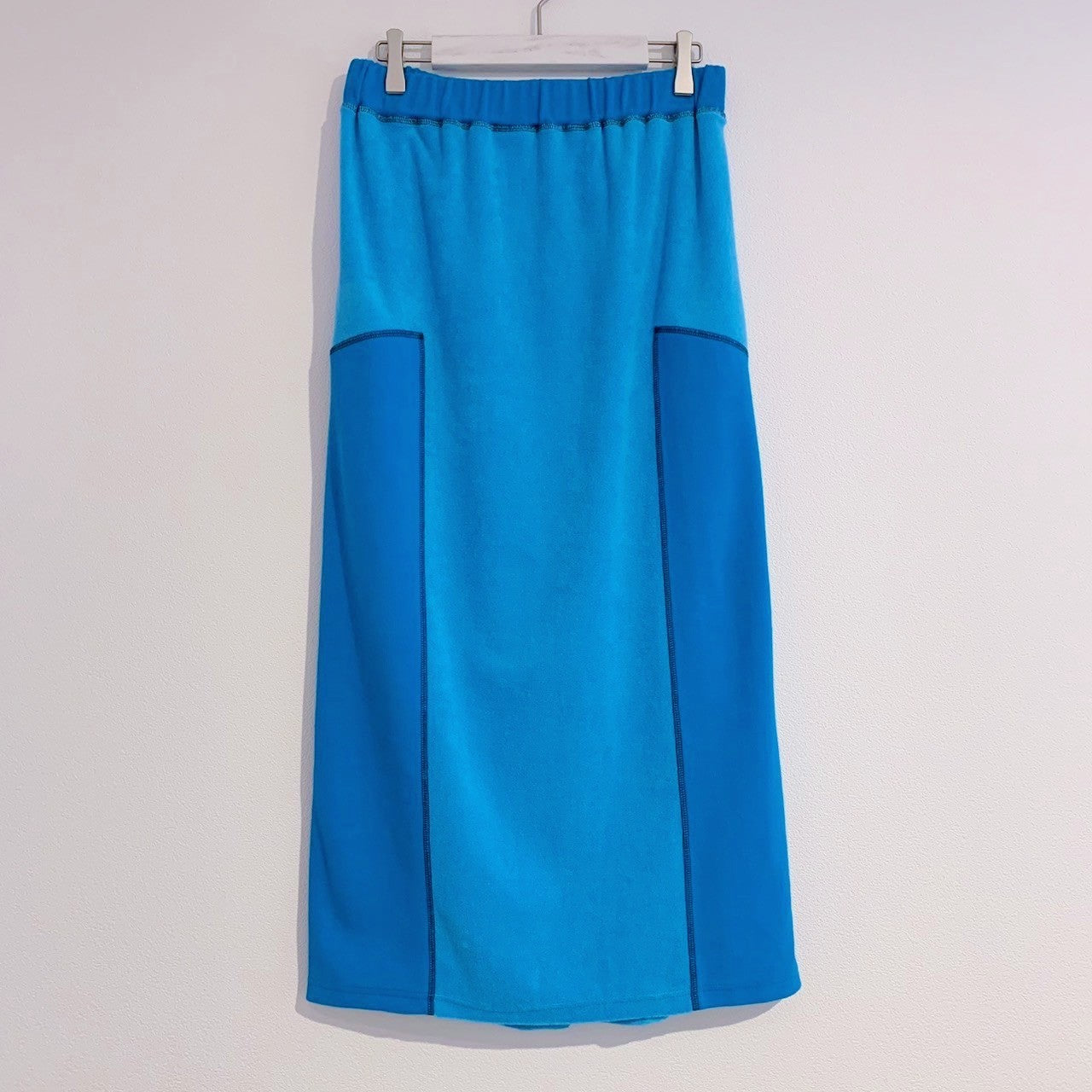 CONTRAST STITCH PILE FABRIC SKIRT