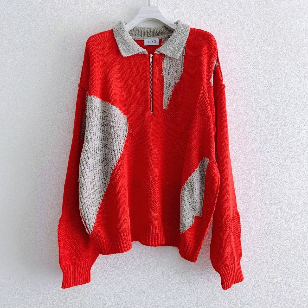 COLOR BLOCK HALF ZIP KNIT TOP