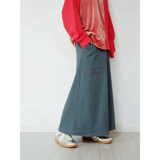 CONTRAST STITCH DENIM SKIRT